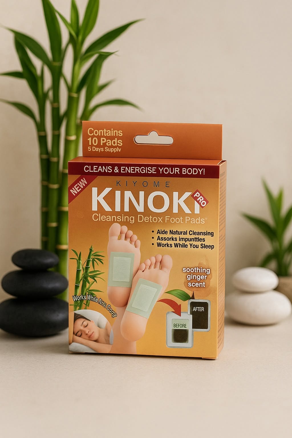Kinoki Pro – Valomieji Detox Pėdų Pleistrai su imbieru