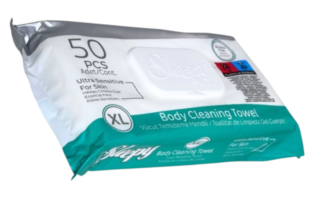 SLEEPY XL Ultra Sensitive kūno valymo servetėlės 50 vnt