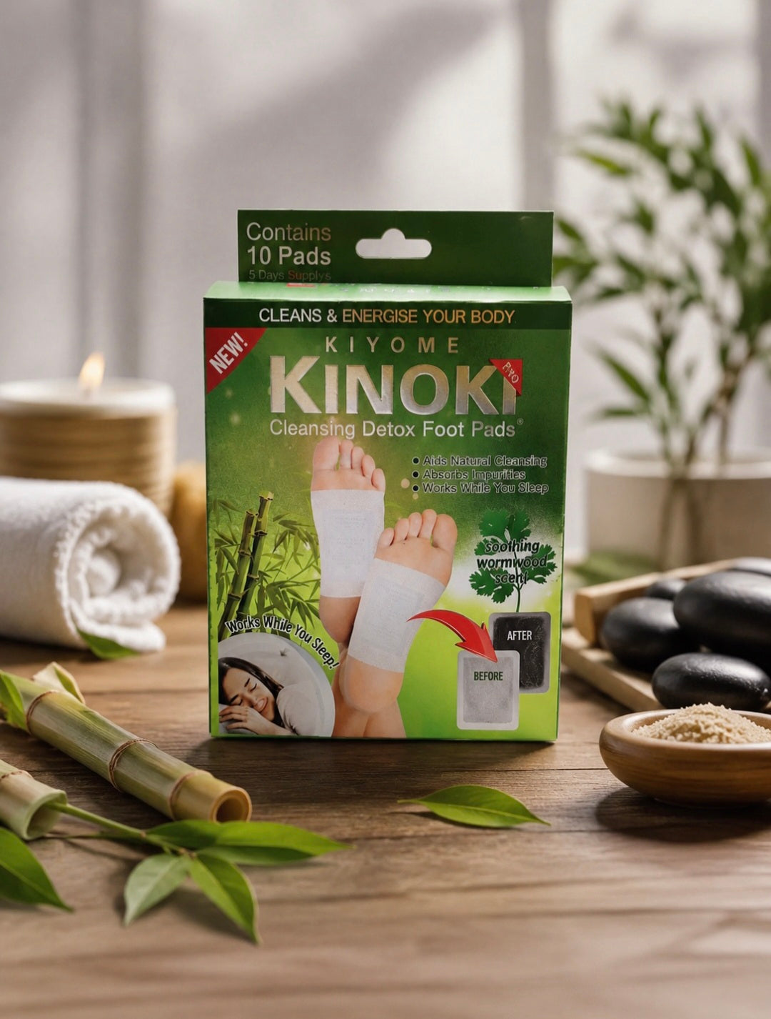 Kinoki Pro – Valomieji Detox Pėdų Pleistrai su pelynu